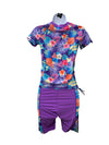 GRACE KARIN Girls Rash Guard Swimwear Short Sleeve Swimsuit Set 2-Piece Size 12Y