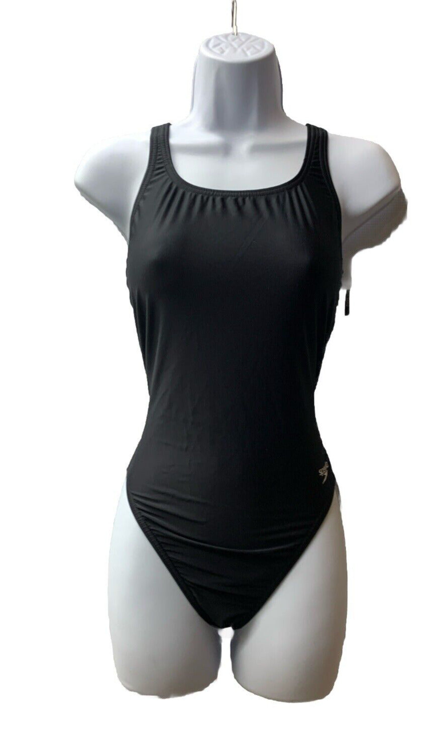 Speedo Women's Size 10/36 Team Black Competition Swim Wear in Solid One Piece