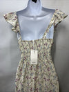 Grace Karin Women's CreamFloral Ruffle Sleeveless Flowy Boho Maxi Dress Size 2XL