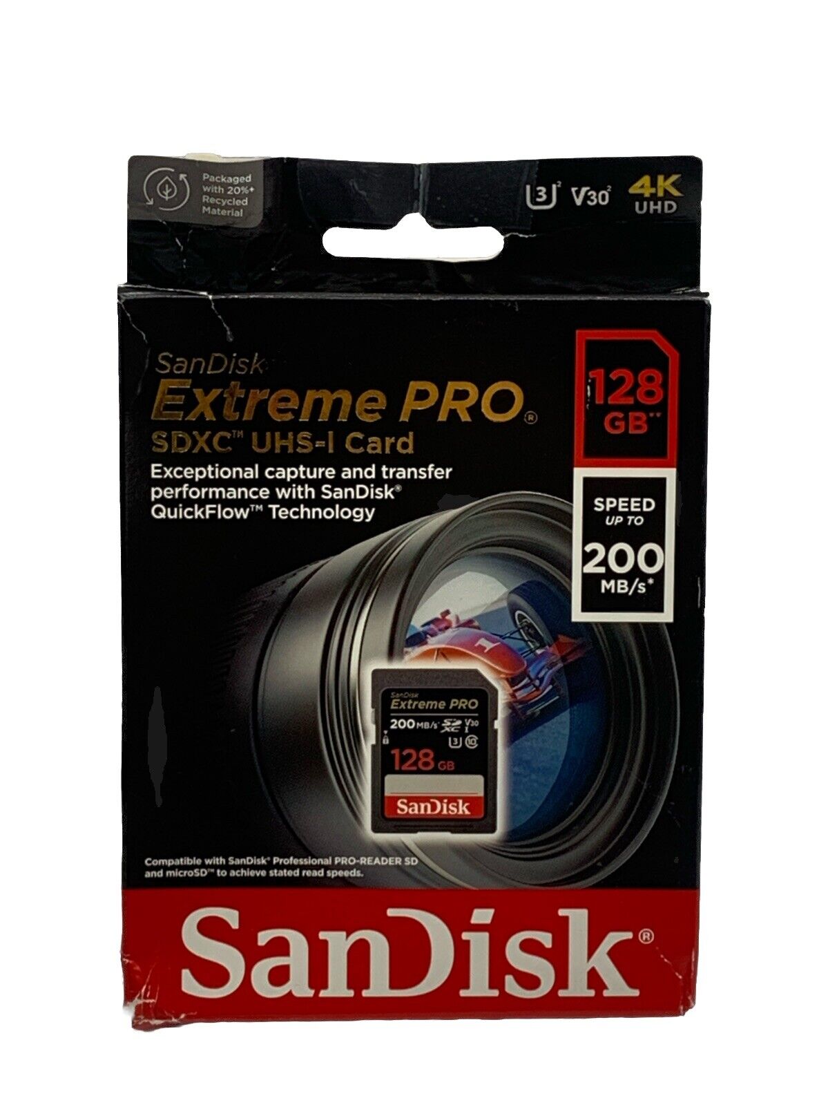 SanDisk Extreme PRO 128GB UHS-I U3 SDXC 200MB/s 4K Memory Card for Cameras Comp