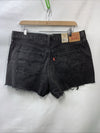 Levi's 501 Women Shorts Black Denim Cut Off High Rise Distressed Pocket Size 34