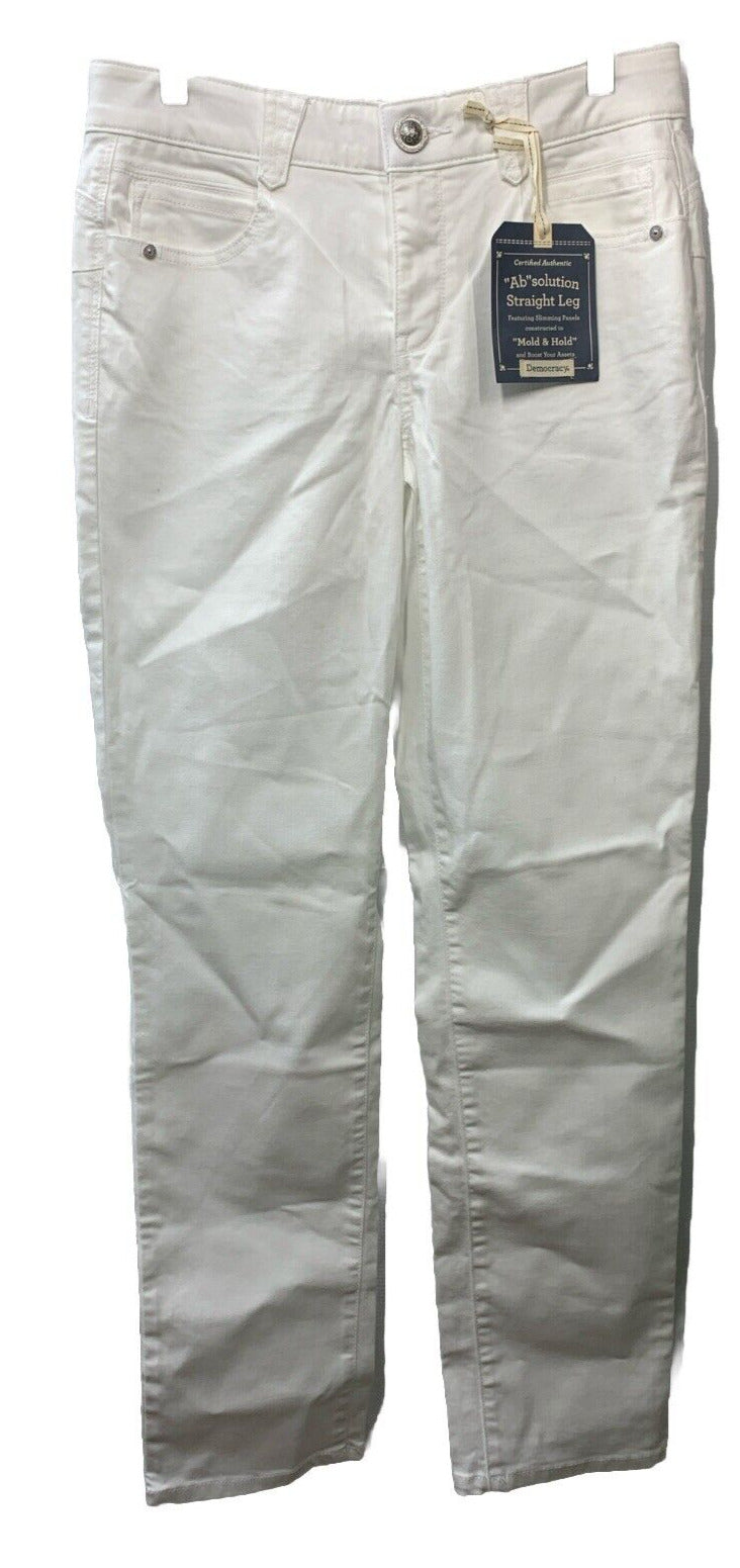 Democracy Women's Ab Solution Straight Leg Jean Size 6 Long Pant White B1560ZS0W