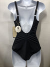 Gottex 281137 Draped Panel Sweetheart Square Neck One Piece Swimsuit Size 8 Blac