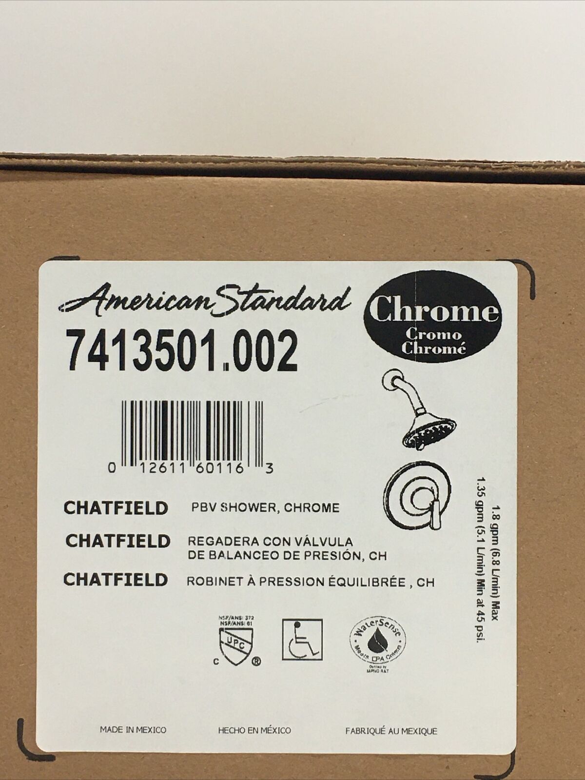 American Standard 7413501.002 Chatfield Chrome 1-Handle Shower Trim Kit & Valve