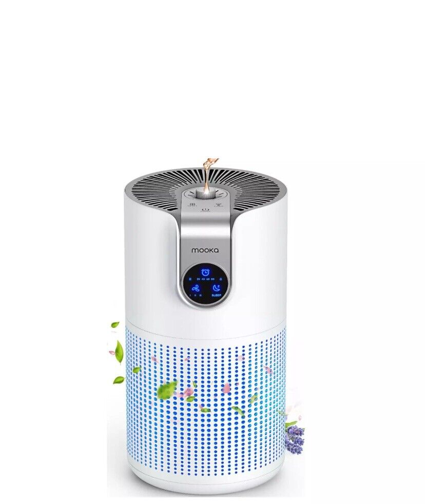 MOOKA Air Purifier for Large Room - 1500ft. Smart HEPA Filter Air Cleaner White