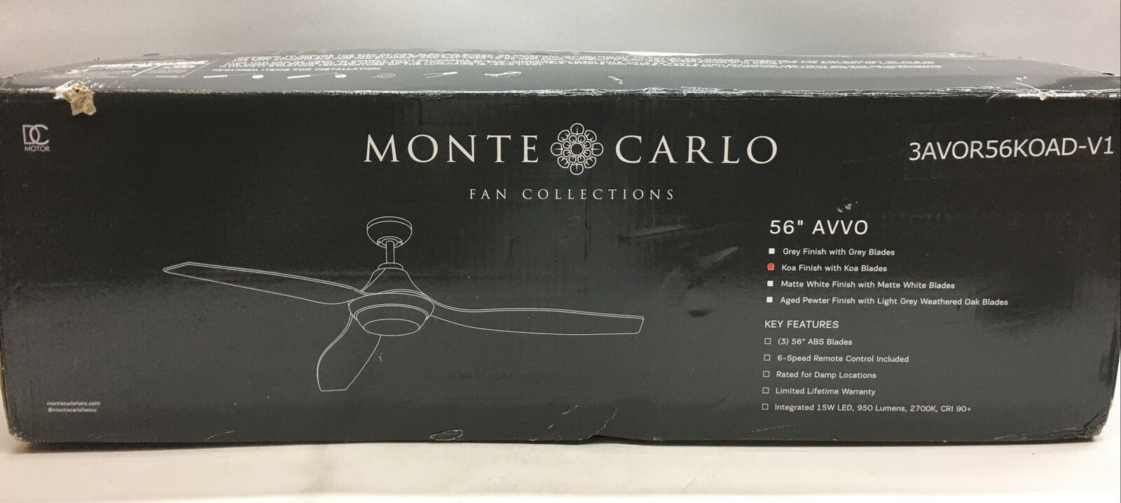 Monte Carlo Fans 56``Ceiling Fan 3 Blade Ceiling Fan with Handheld Control