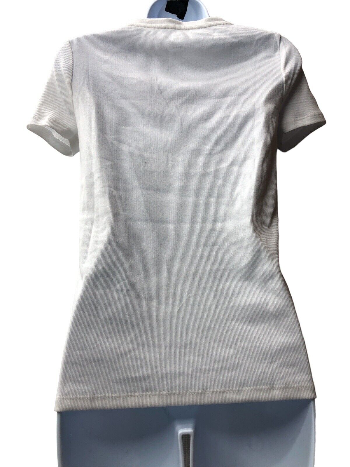 White T-Shirt Gap Woman’s Basics Half Button V-neck Size Short Sleeve Top Shirt