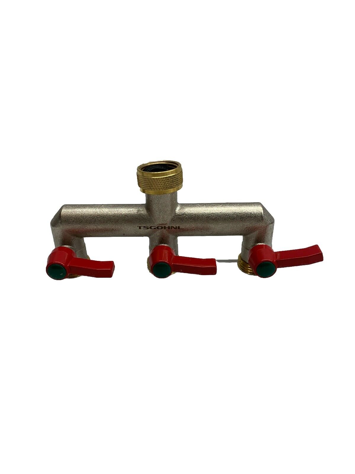 Solid Brass Hose Splitter 3-way Flow Water Quick Connector Shut Off Valves 3/4