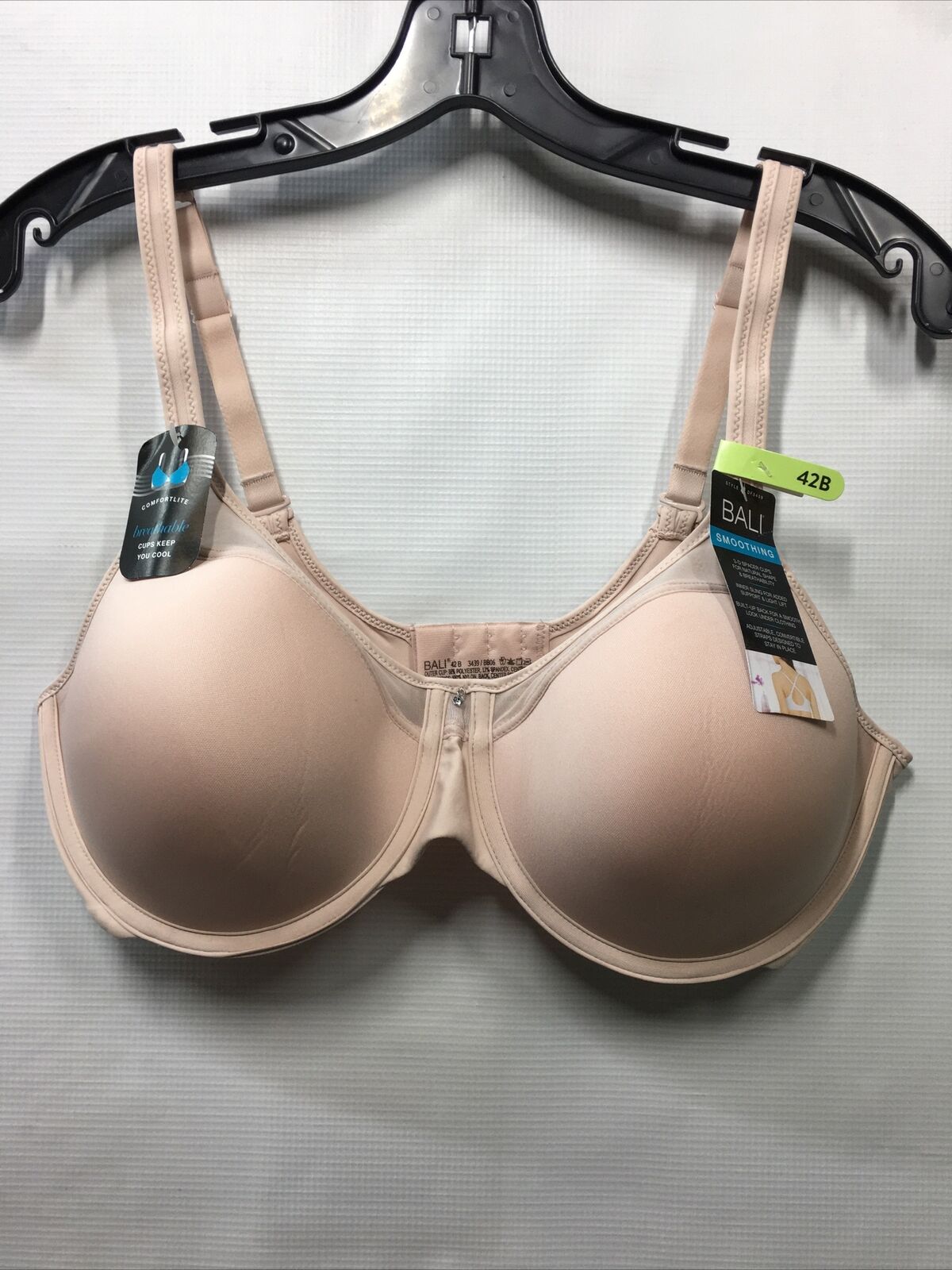 Bali Underwire Bra One Smooth U Ultra Light Convertible Women Size 42B DF3439