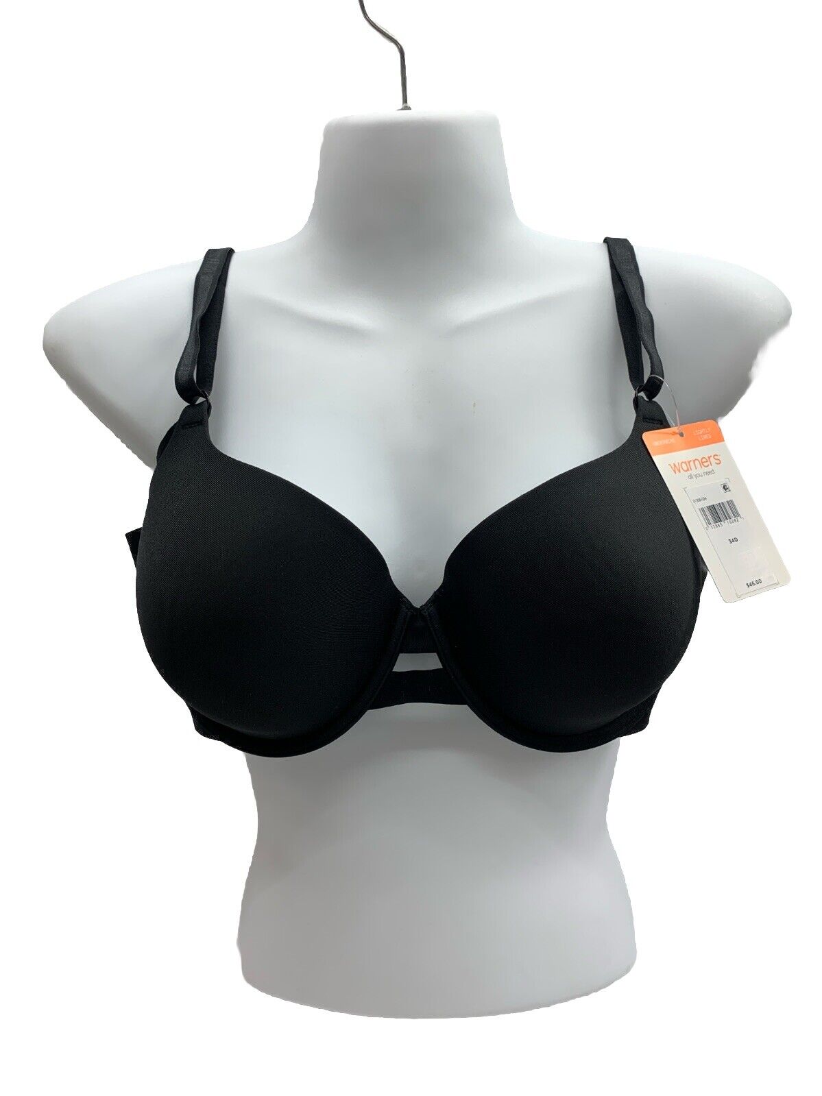 Warner's 01356-024 Womens Full Coverage Underwire T-Shirt Bra Black Size 34D