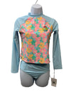 Hurley Girls' Long Sleeve Rash Guard Shirt 2-Piece Swimsuit 487775-BIC Size 14