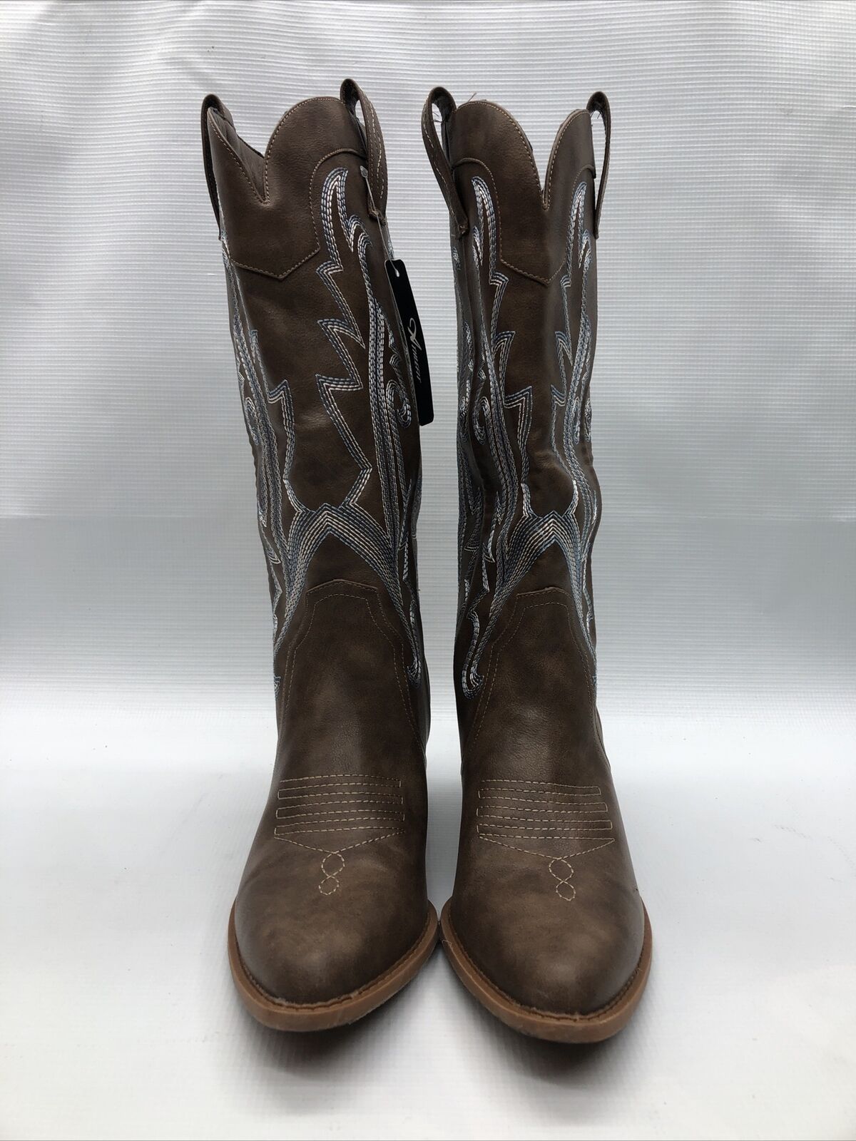 Women's Western Cowboy Boots Pull On Mid Calf Embroidered Chunky Heel Boots US 9