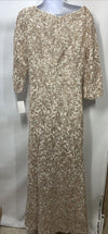 Alex Evenings Women's Long Sequin Dresses Fit & Flare ¾ Sleeves Ivory Size 12