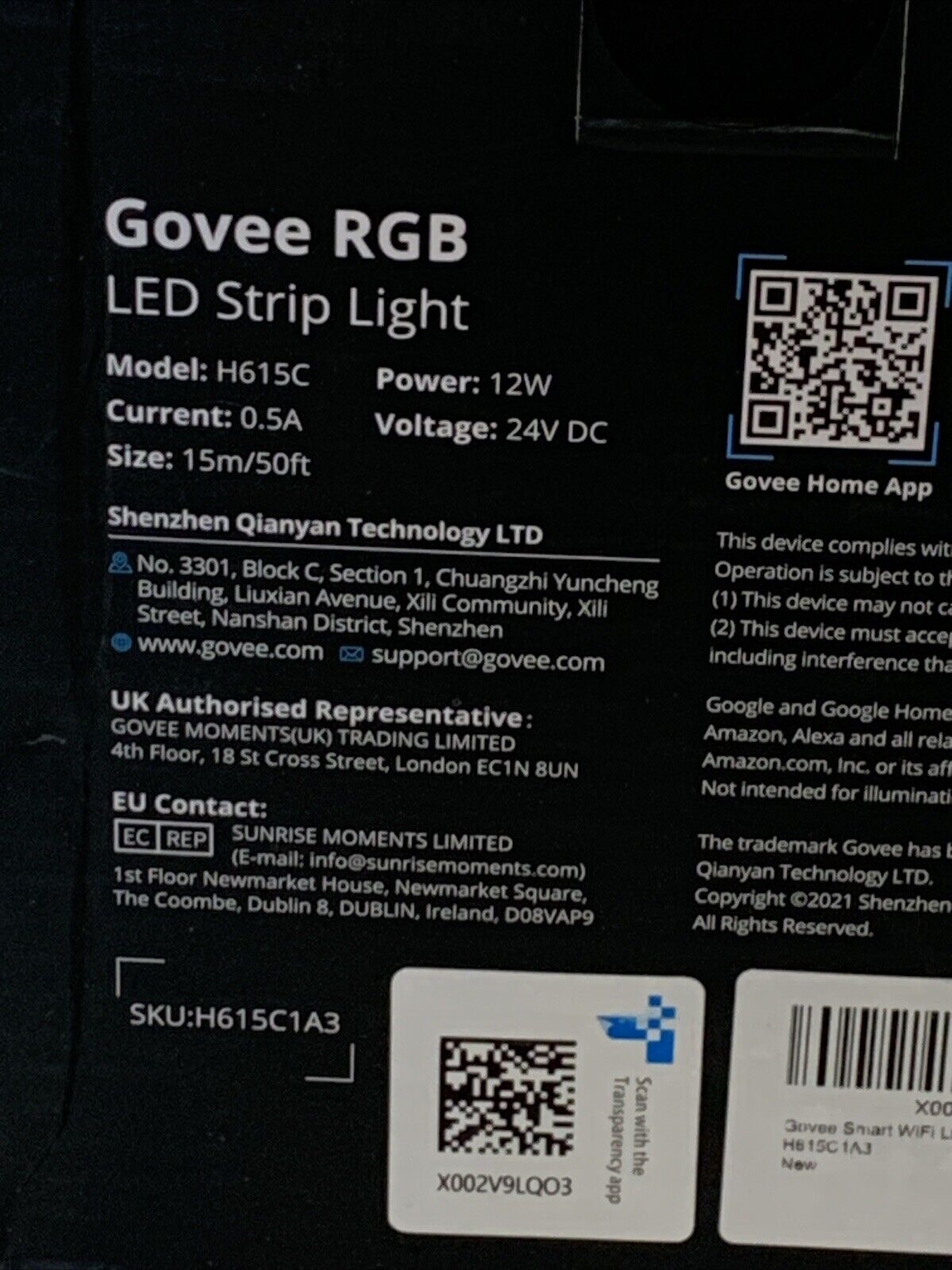 Govee Smart Wifi LED Strip Lights, 50Ft RGB Led Strip Lighting Work with Alexa