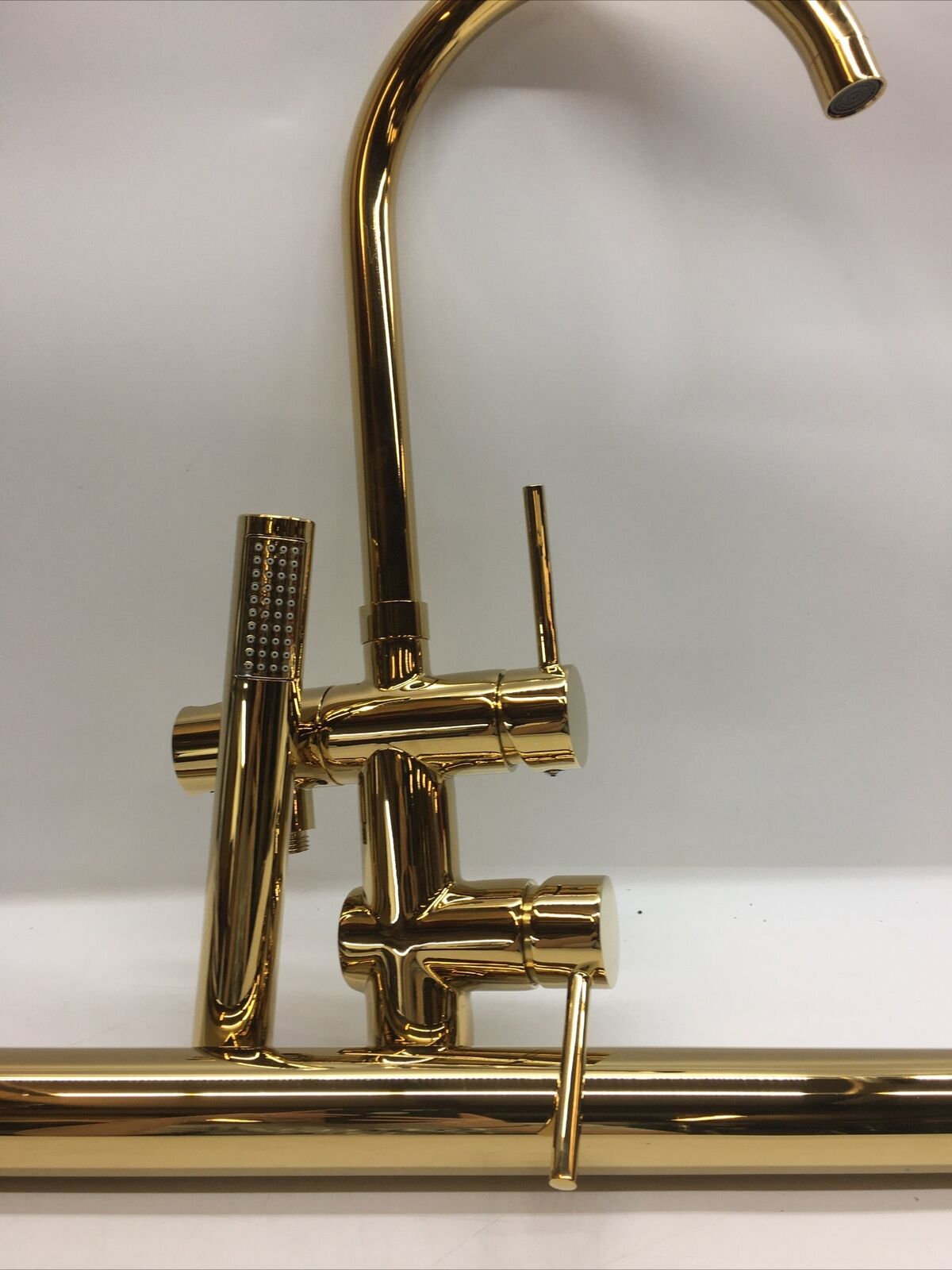 Floor Mount Free Standing Bathtub Faucet Gold Tub Filler Mixer with Hand Shower