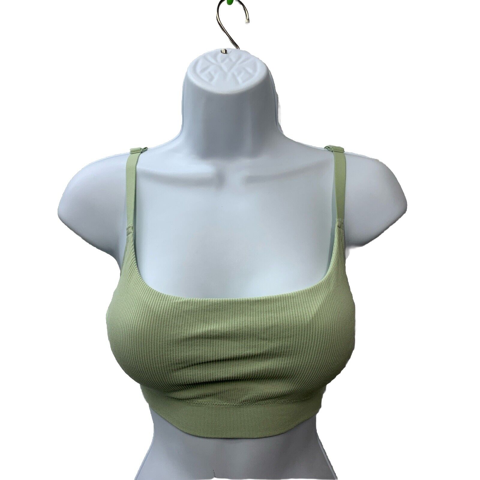 DOBREVA Bralettes Wireless Bras Support Padded Wireless Ribbed XXL Light Green