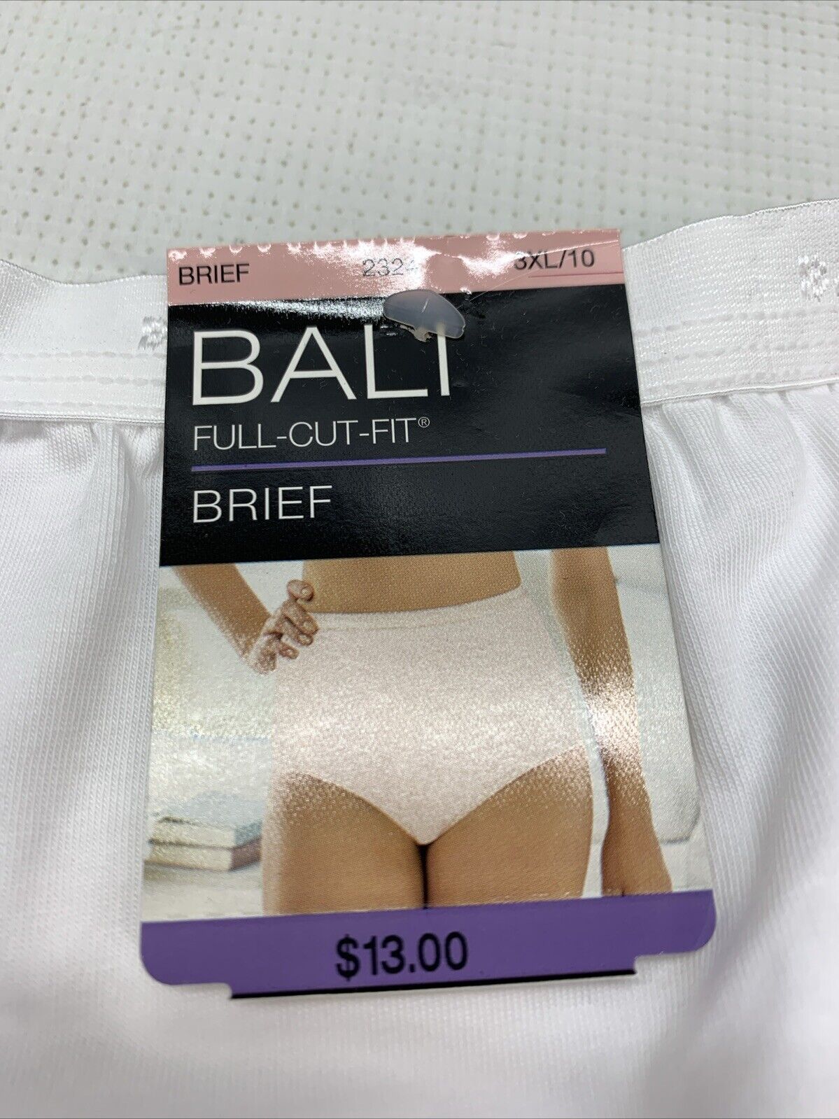 Bali Women's Full Cut Fit Stretch Cotton Brief 2324 Size 3XL White Full Coverage