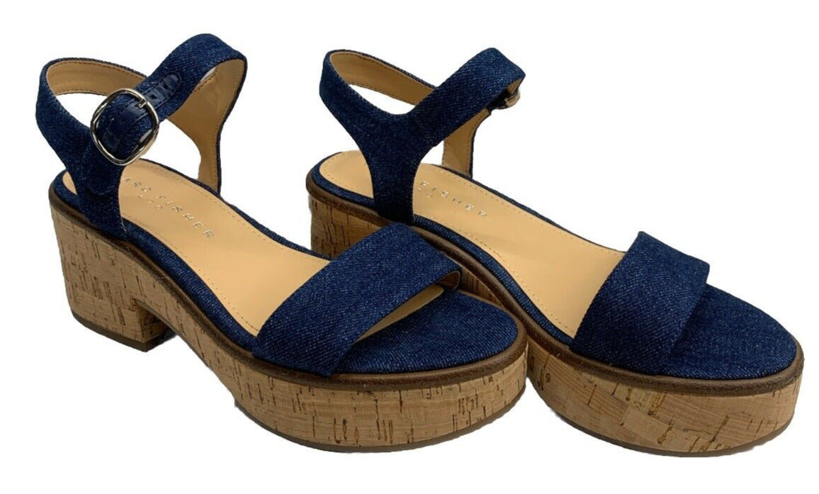 Women's Heels Marc Fisher LTD Quessa2 Size 6.5M Dark Blue 400 Sandal Open Toe