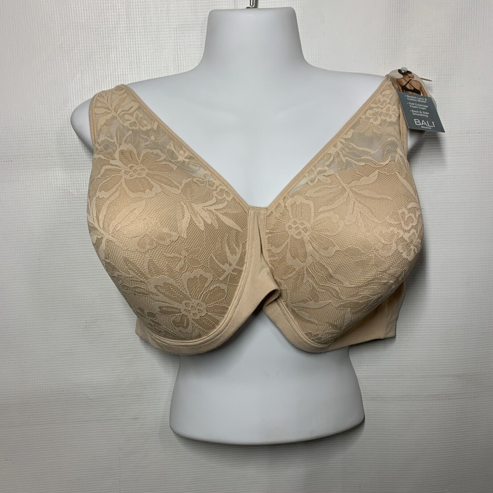 Bali DF7594 Women’s Breathe Bra Wireless Convertible Full T Shirt Bra Beige 3XL