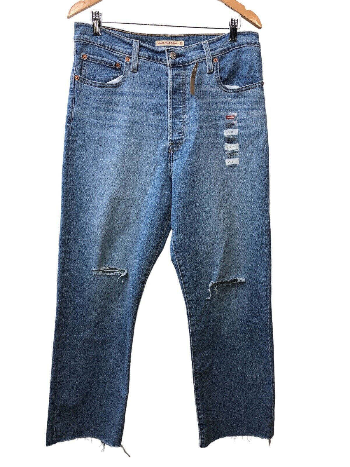 Levi's Ribcage Straight Ankle High Rise Blue Jeans Womens Long Pants Size 32x27