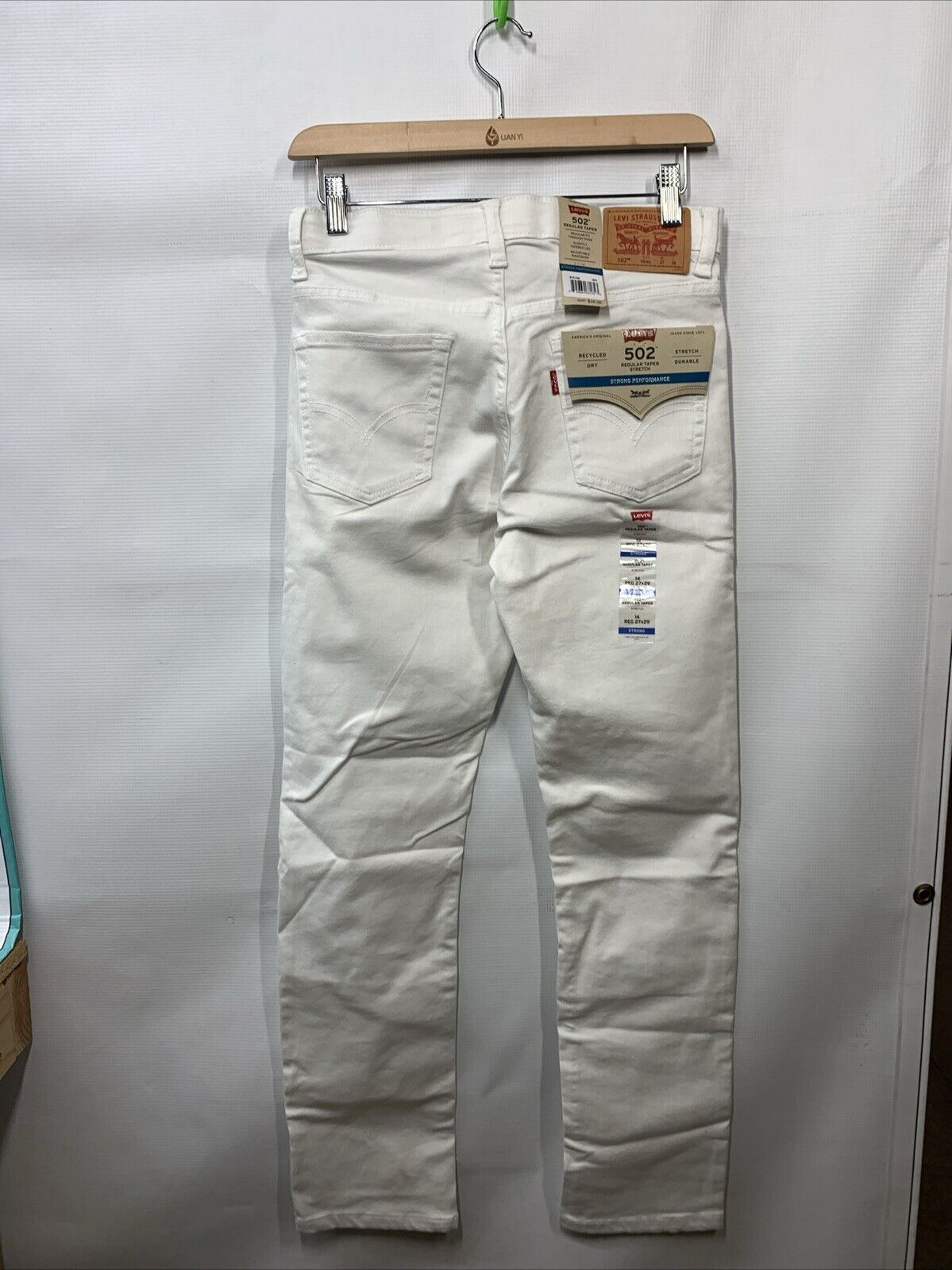 Levi's Boys' 502 Regular Taper Fit Performance Jeans White Long Pants Size 27x29