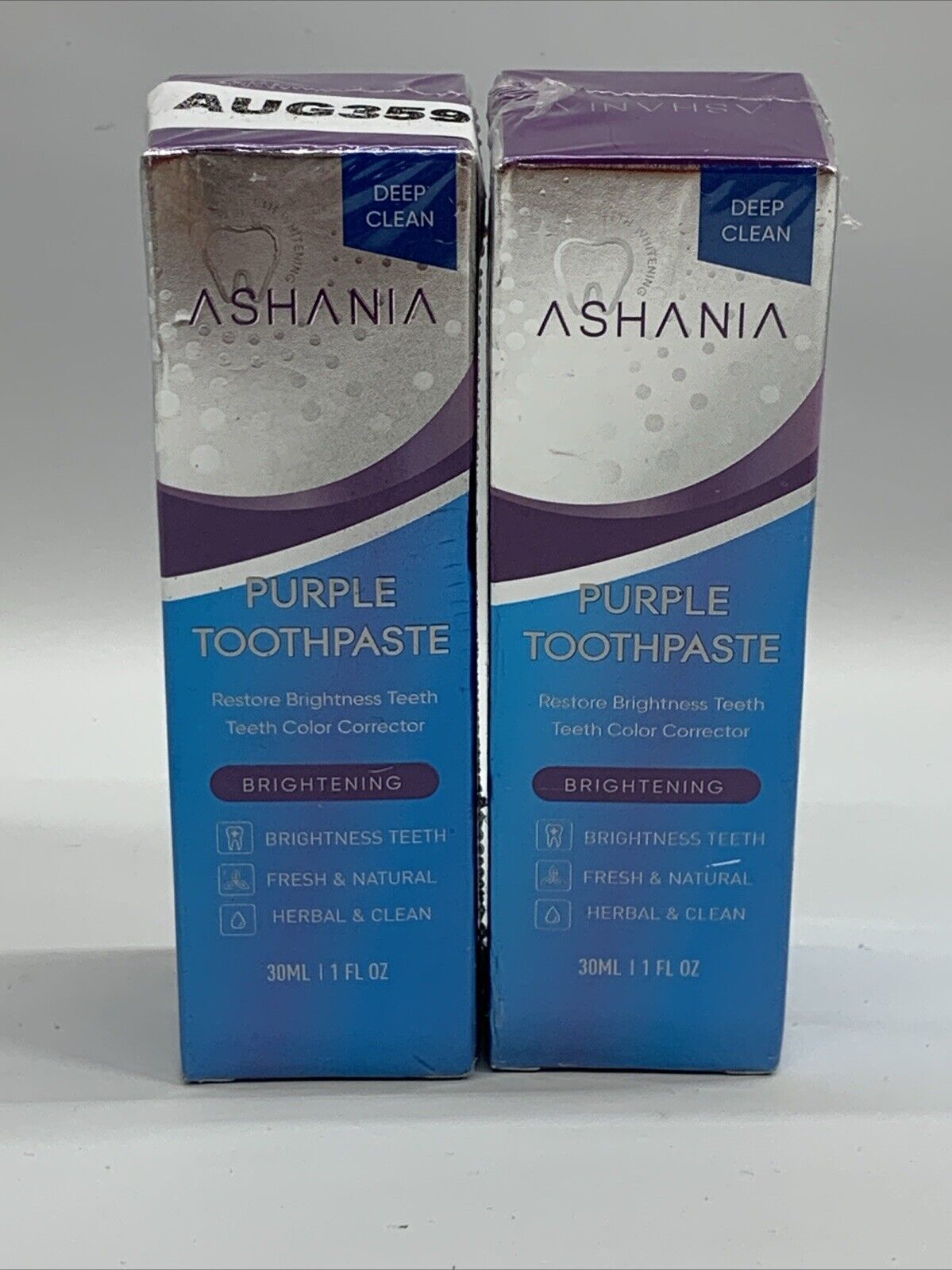 Ashania Purple Toothpaste Brightening 1 fl oz Teeth Color Corrector - Lot of 2