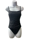 La Blanca One Piece Swimsuit Island Goddess Lingerie Black Shirred Womens Size 8