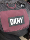 DKNY Men's Arctic Cloth Hooded Extra Long Parka Jacket Large Plum Long Sleeve