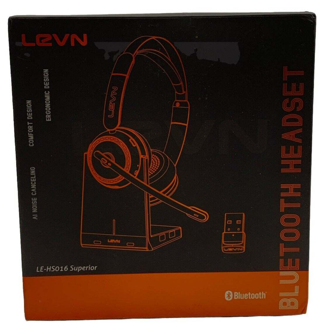 LEVN Wireless Headset, Bluetooth Headset with Noise Canceling Microphone Black