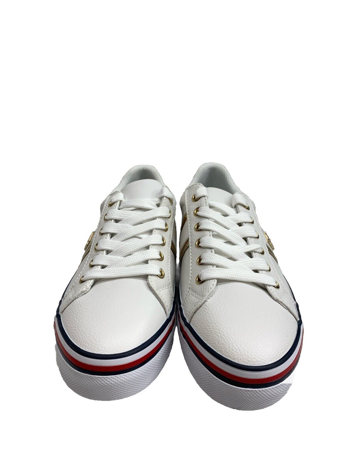 Tommy Hilfiger Fentil White Gold Embellished Sneaker Size 6M Lace-up Shoe Casual