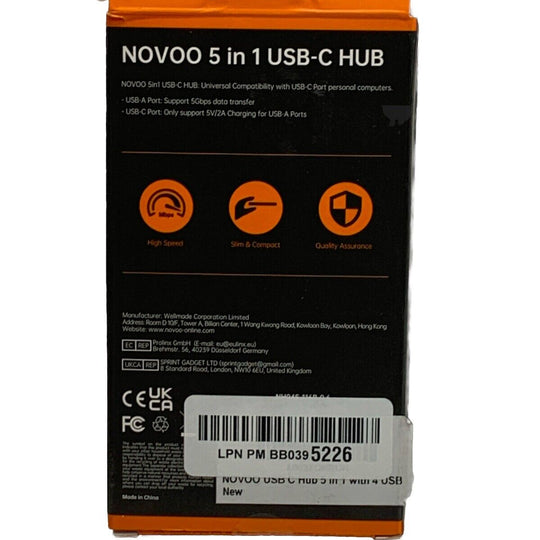 NOVOO R5C USB C HUB, C Adapter Splitter for MacBook Air Pro iPad Pro, DELL Black