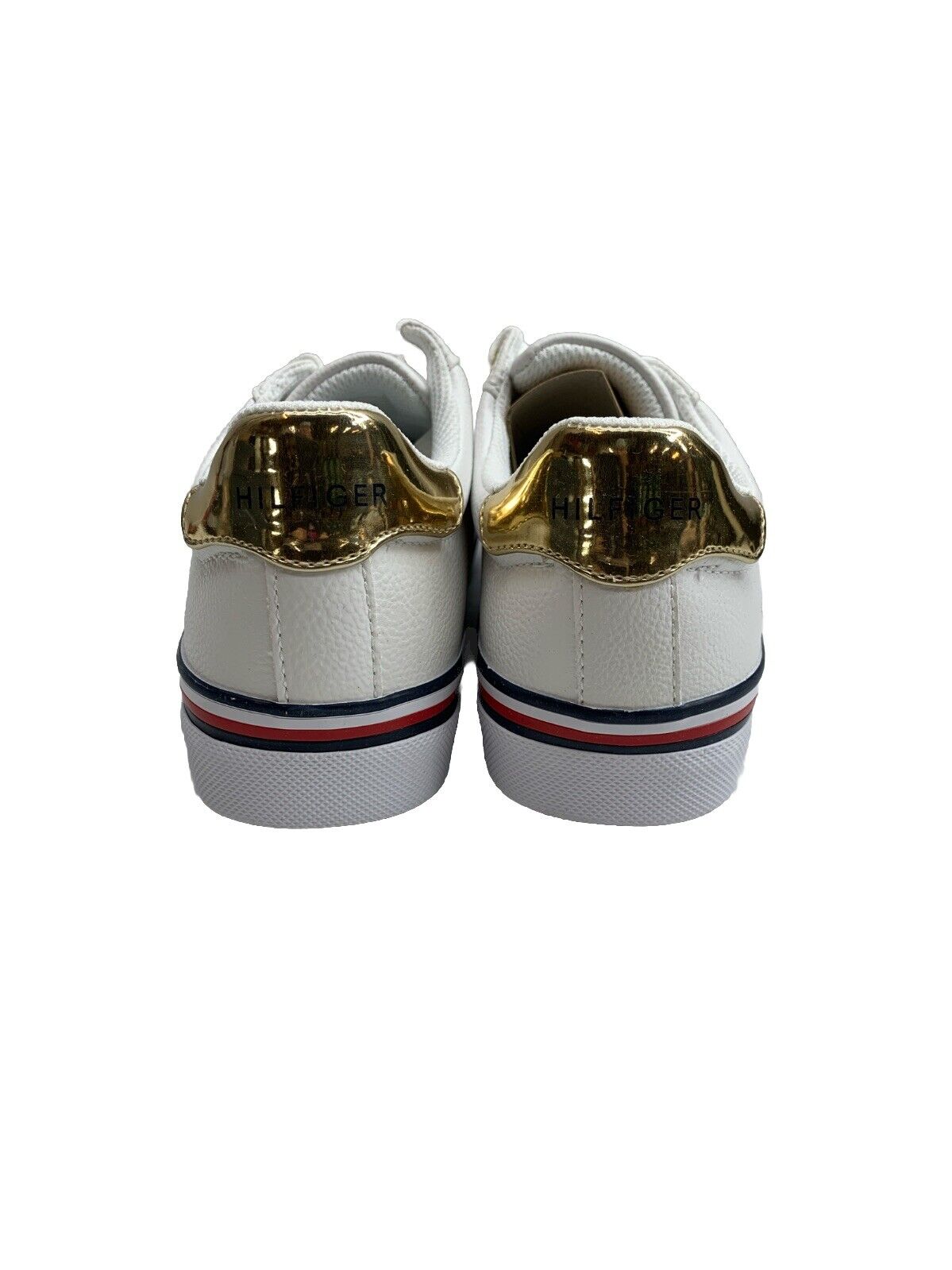 Tommy Hilfiger Fentil White Gold Embellished Sneaker Size 6M Lace-up Shoe Casual