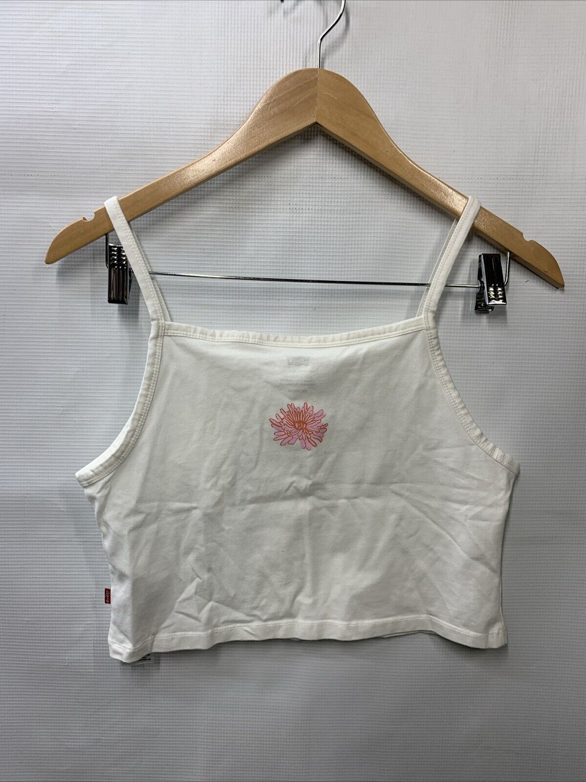 Levi's Women's Juniors Arctic White Graphic Flower Tank Top Pull On Size XS