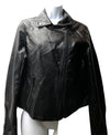 ANTHROPOLOGIE Faux Leather Moto Jacket Women's XS Black Long Sleeve with Pockets