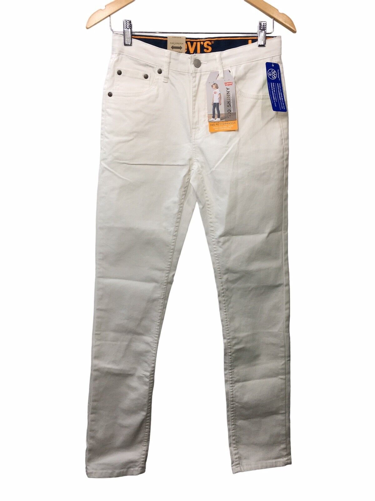 Levi's Boys' 510 Skinny Fit Performance Jeans Long Pant White 16 Regular 28X30