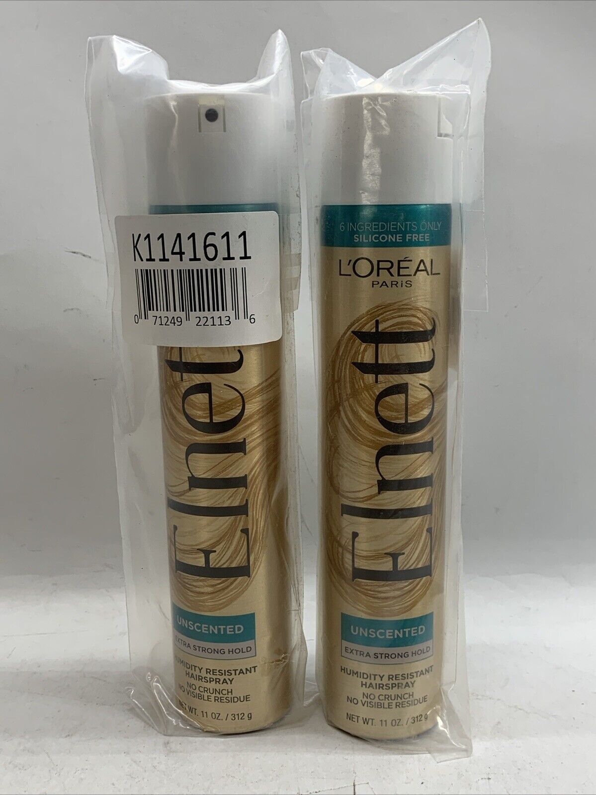 L'Oreal Paris Hair Care Elnett Satin Extra Strong Hold Hairspray Unscented Lot 2