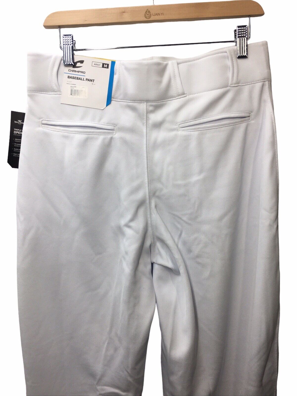 CHAMPRO Men's Standard Adult Triple Crown Open Bottom Long Pant White Size M