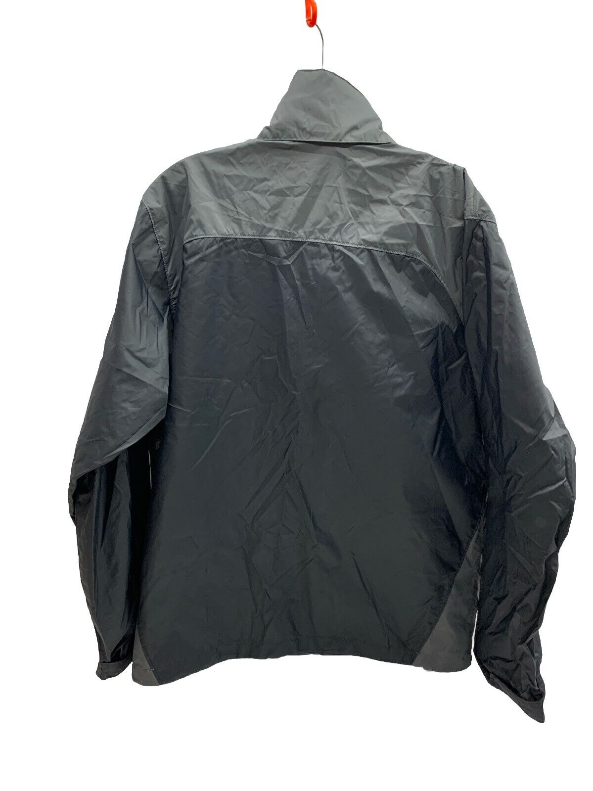 Columbia Men's Two Tone Nylon Rain Jacket Gray Packable with Hood Size Medium