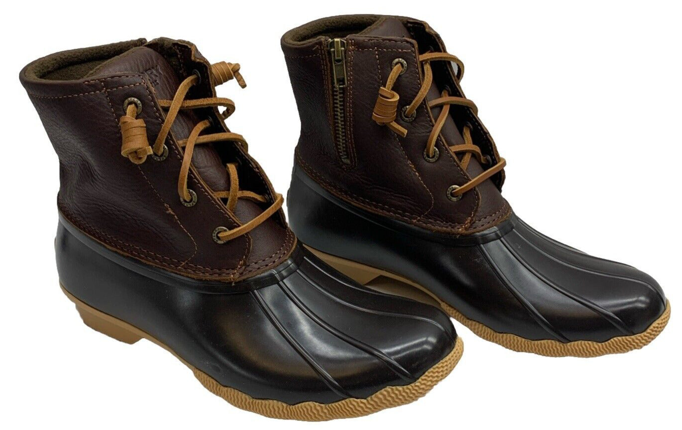 Sperry Saltwater Casual Duck Boots Women's Size 8.5 Brown Black STS91176 Lace-up