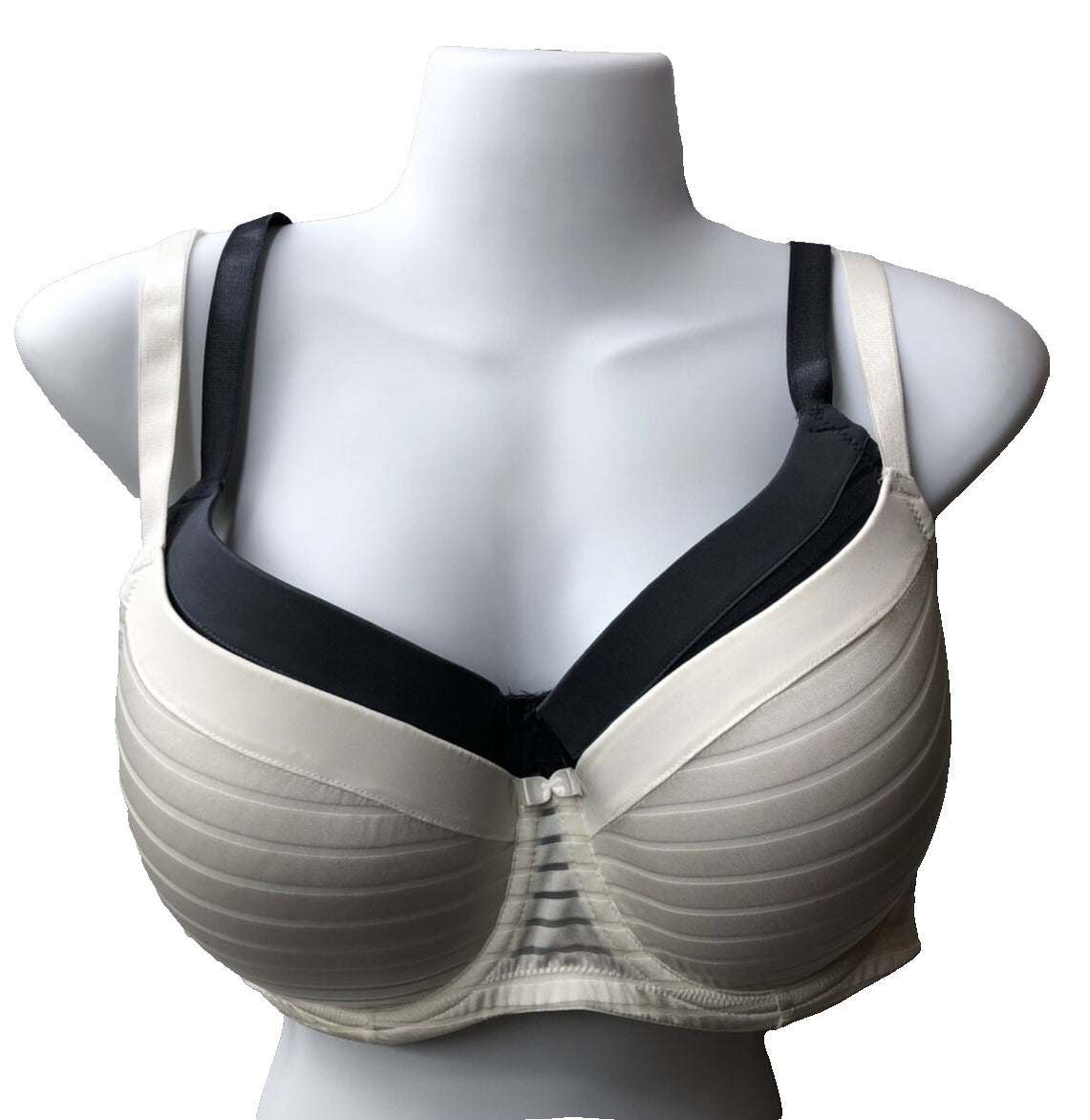 Dorina Carmen Light Padded Soft Silk Demi Bra Blue Charcoal/white Size 36DD 2pk