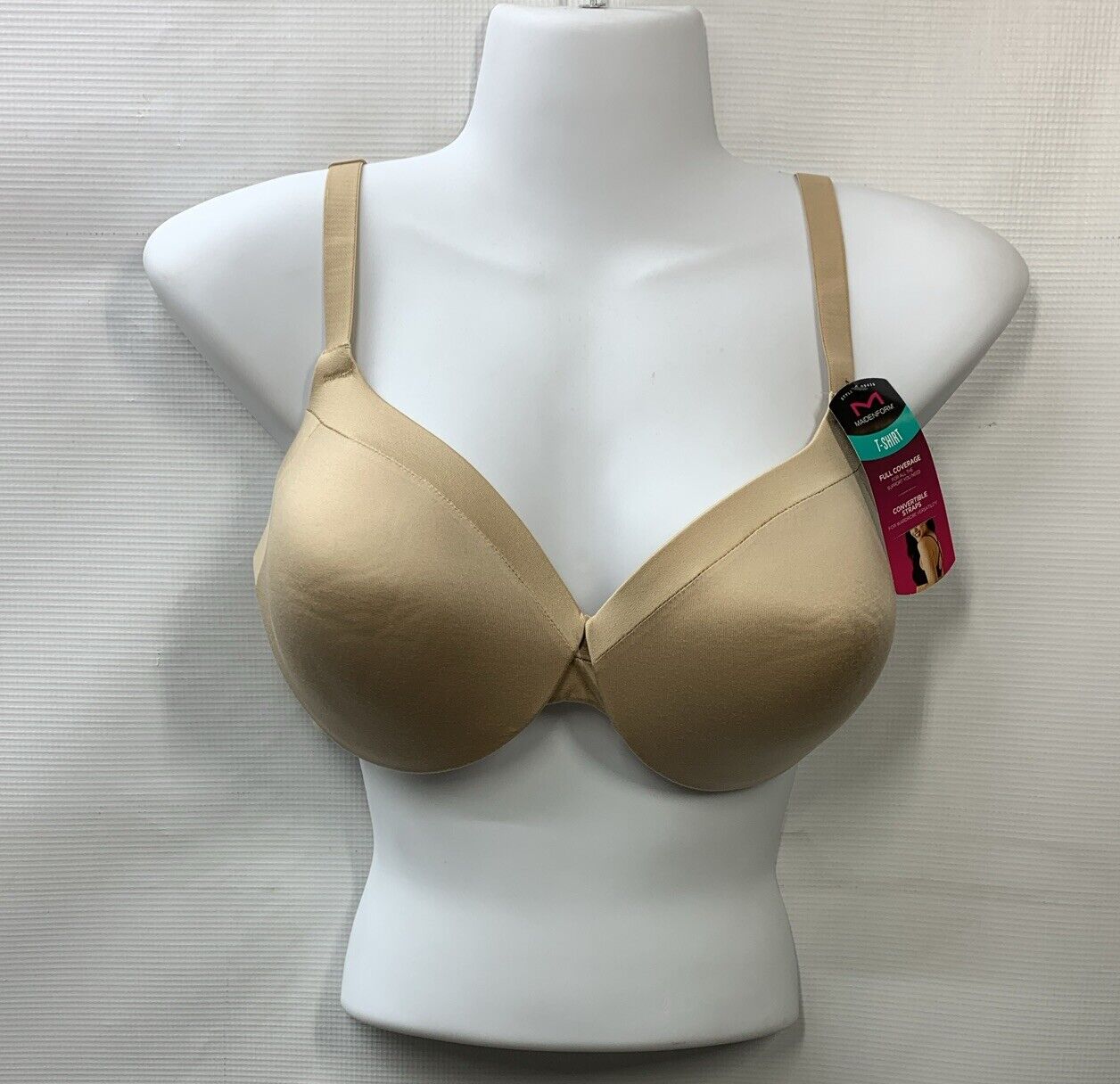 Maidenform Tailored Bra Full Coverage T-Shirt Underwire Soft Size 38C Beige