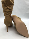 Coutgo Women's Mid Calf Slouchy Boots Suede High Heel Slip-on Stiletto Size 7.5