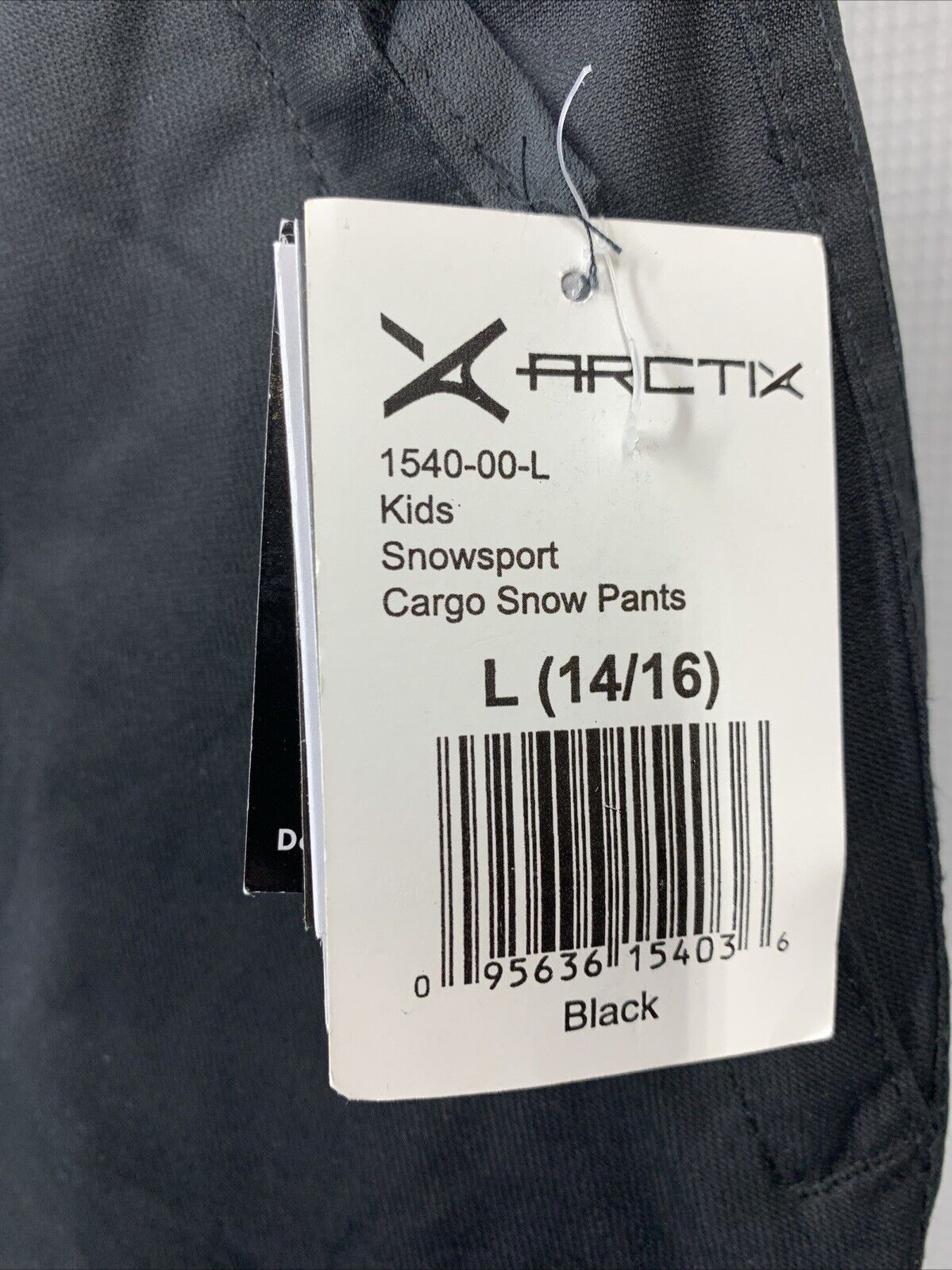 Arctix Black Kids Snow Sports Insulated 1540-00-L Cargo Long Pants Large (14-16)