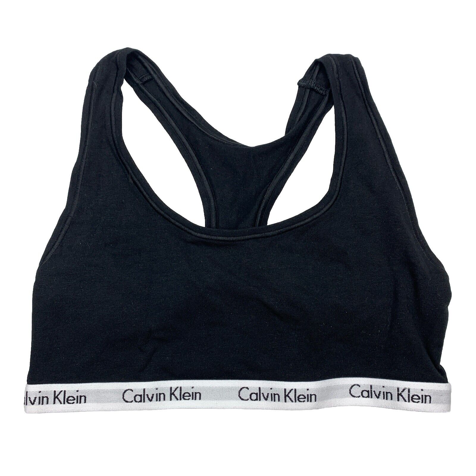 Calvin Klein Women's Carousel Logo Bralette Bra QP10360-001 Size S Black Pull-on