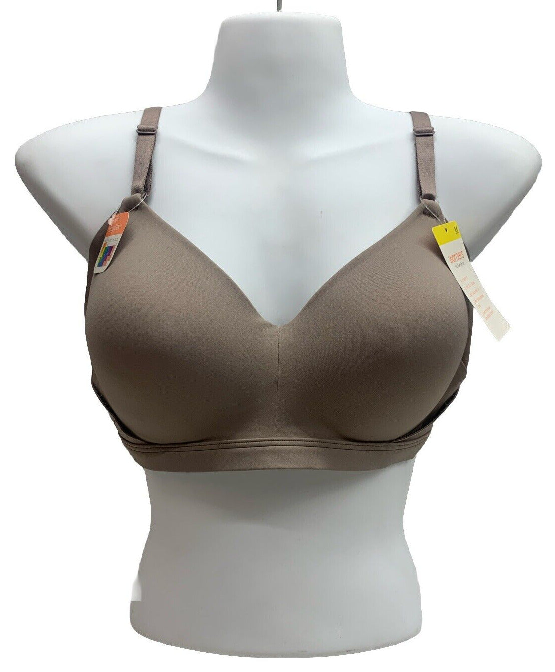 Warners Bra Medium Taupe Wire Free Extra Side Coverage Back Soothing Padded Med