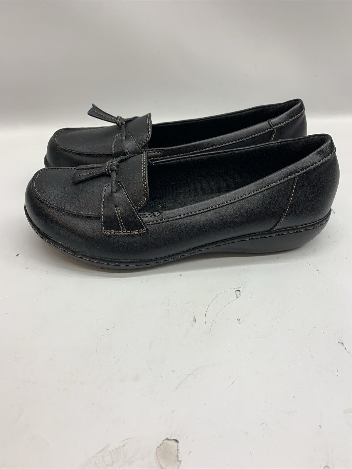 Clarks Ashland Bubble Slip-On Loafer Womens 11 Dark Brown Loafers Flat Round Toe