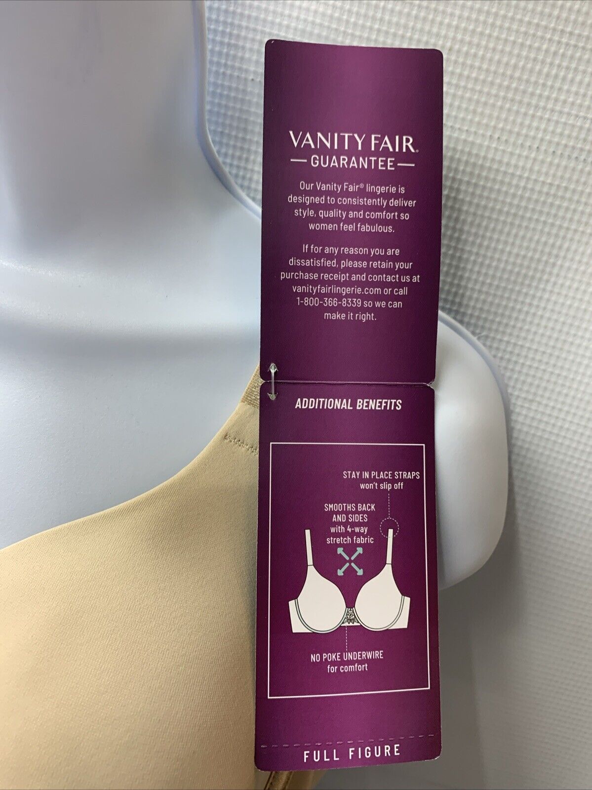 Vanity Fair Women's Full Figure Beauty Back Smoothing Bra 4 way Stretch Size 40B