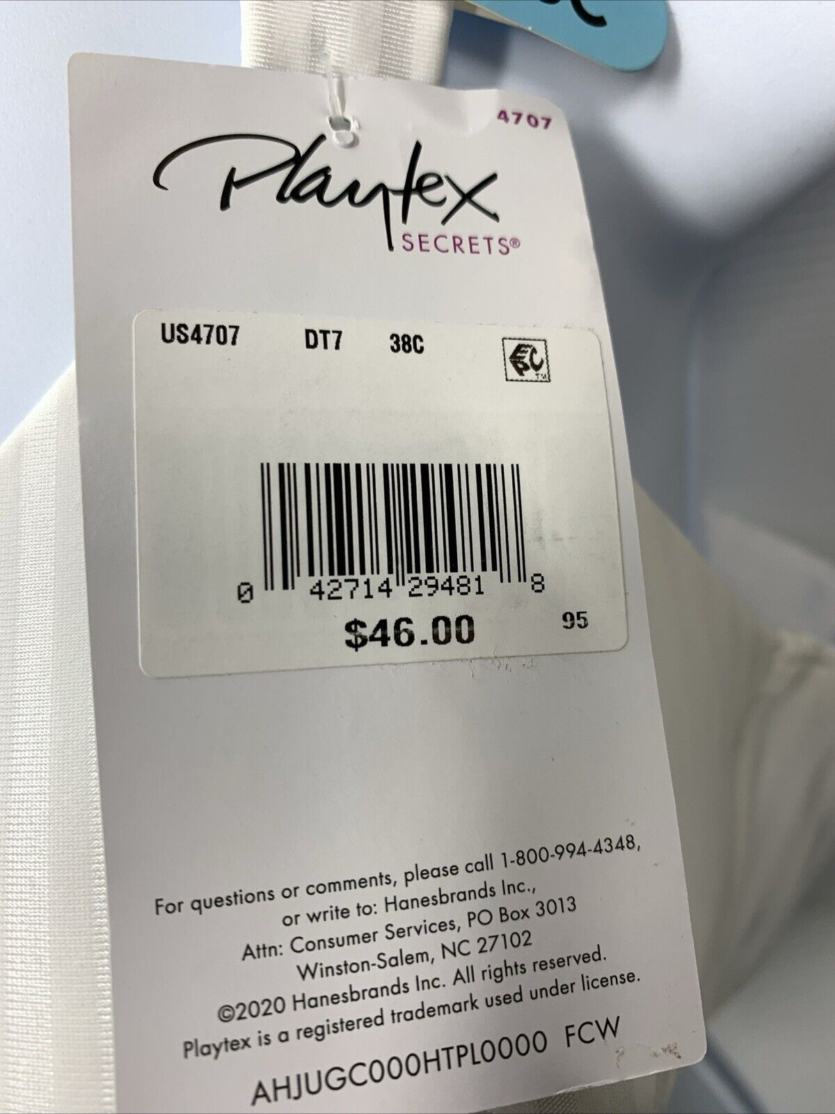 Smooth Wirefree Bra Playtex Secrets Perfectly Seamless No-Slip Comfort Strap 38C