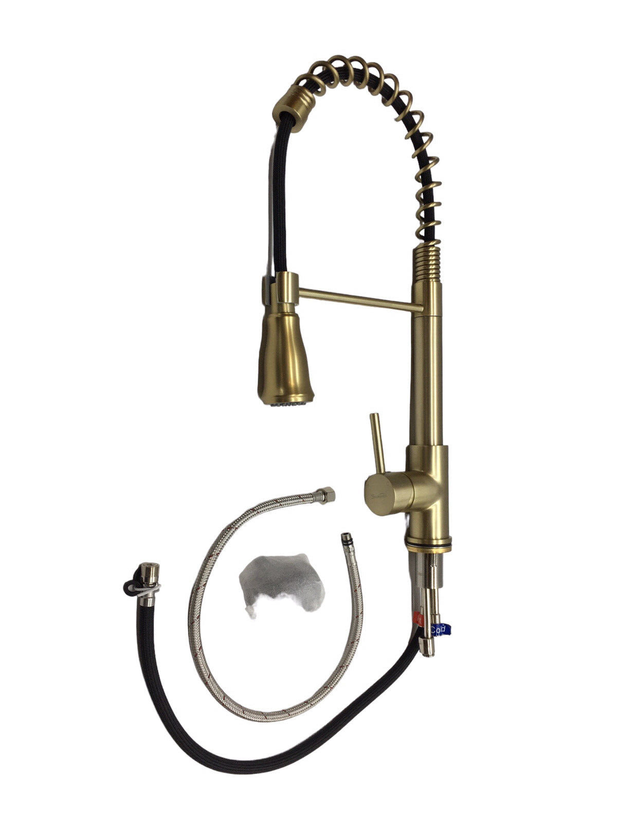 Shamanda 11003-BG Pull Down Single Handle Kitchen Faucet Brushed Gold Brass