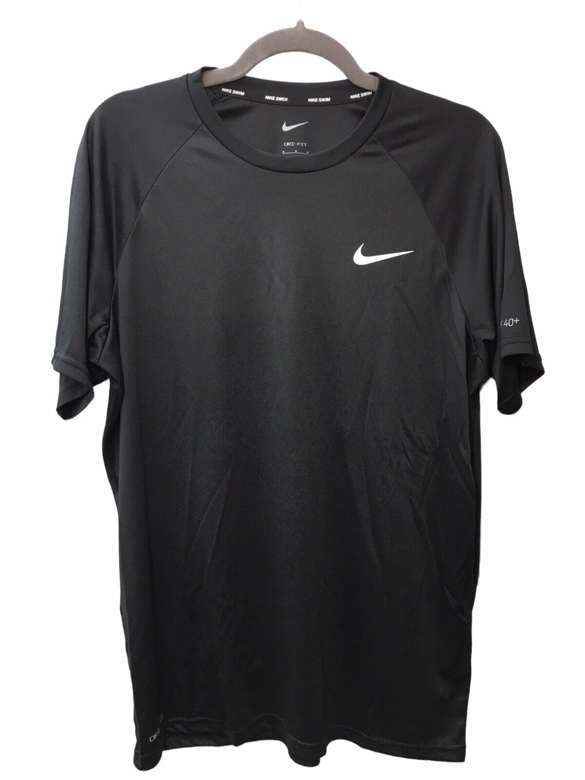 Nike Men's Short Sleeve Hydroguard Swim Shirt Rashguard UPF 40+ Black Medium